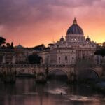 Beautiful Sunset over St. Peter's Basilica