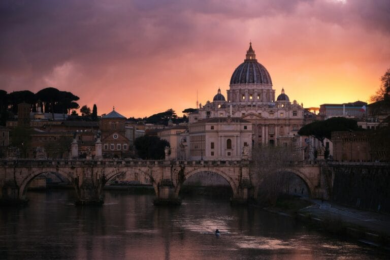 Beautiful Sunset over St. Peter's Basilica