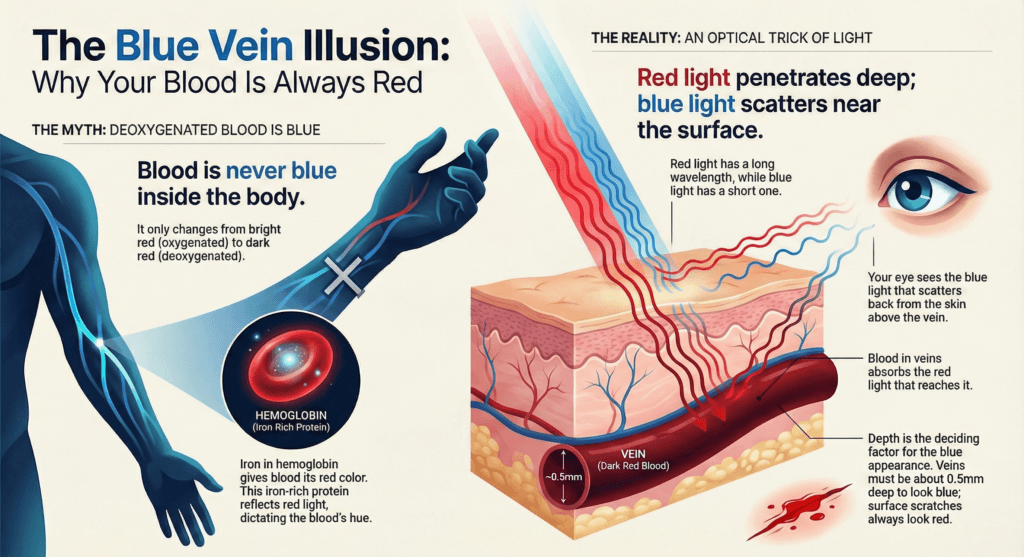 Body image for Why Your Veins Look Blue Even Though Blood Is Red